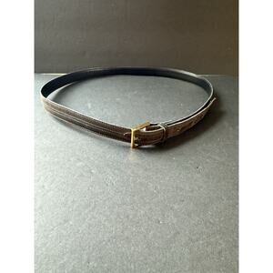 Vintage L'Aiglon Paris NY Mens Brown Full Grain Leather Cowhide Belt Size 34
